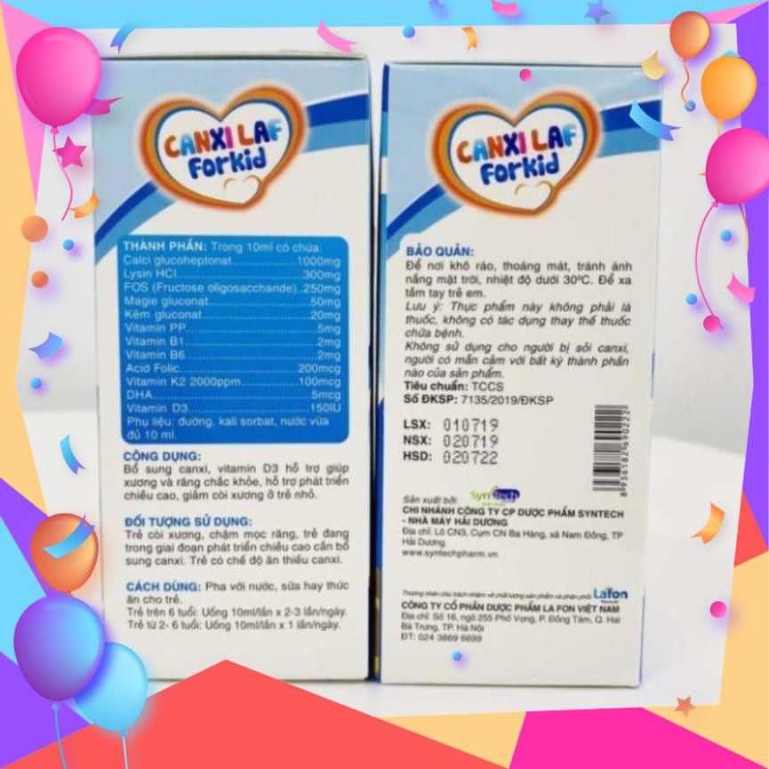 Bổ sung Canxi Phát triển chiều cao cho trẻ ❤️CHÍNH HÃNG👍 Giảm còi xương - Canxi Laf For Kid (20 ống) | Thế Giới Skin Care