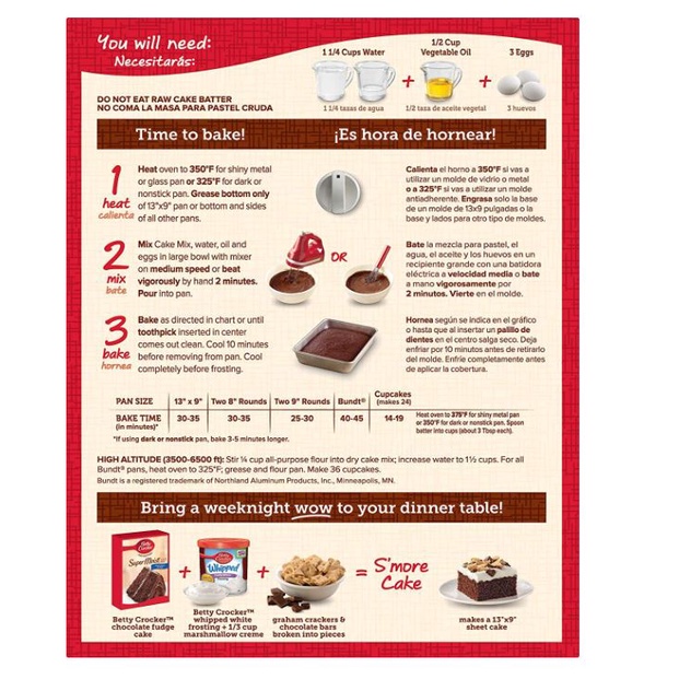 Bột Làm Bánh Pha Sẵn Betty Crocker Super Moist Cake Mix Chocolate Fudge 432g