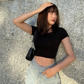 Áo thun croptop cổ tròn hàng quảng châu cao cấp siêu đẹp