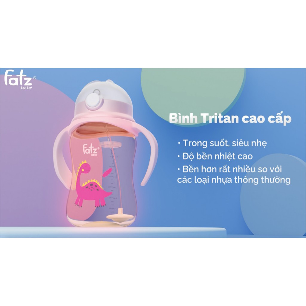 Bình tập uống FatzBaby tritan 360 độ có ống hút 250ML FB0250N