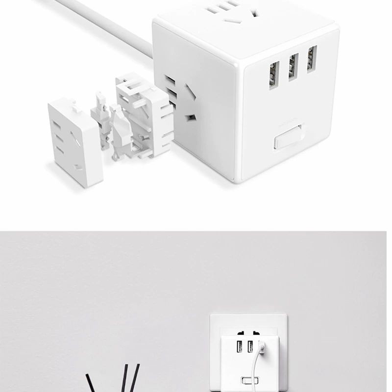 Ổ cắm điện xiaomi mija cube 2 trong 1 6 cổng sạc usb