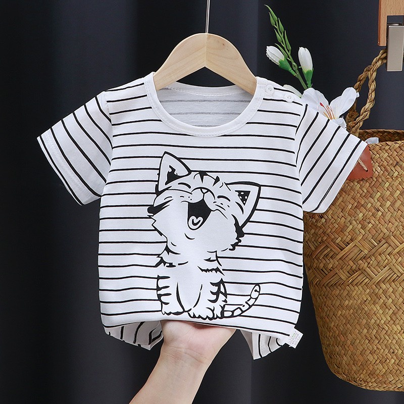 Áo thun bé trai cộc tay cotton mềm mát in hình đáng yêu AC01 - BÉ NHÀ THỊ