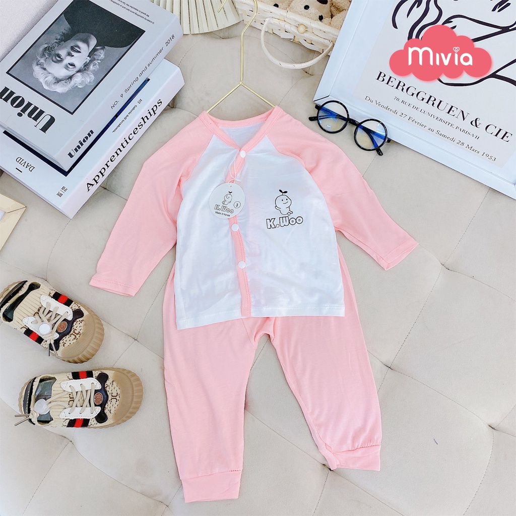 Bộ thun lạnh cho bé, bộ sơ sinh dài tay, loại đẹp, style Hàn Quốc
