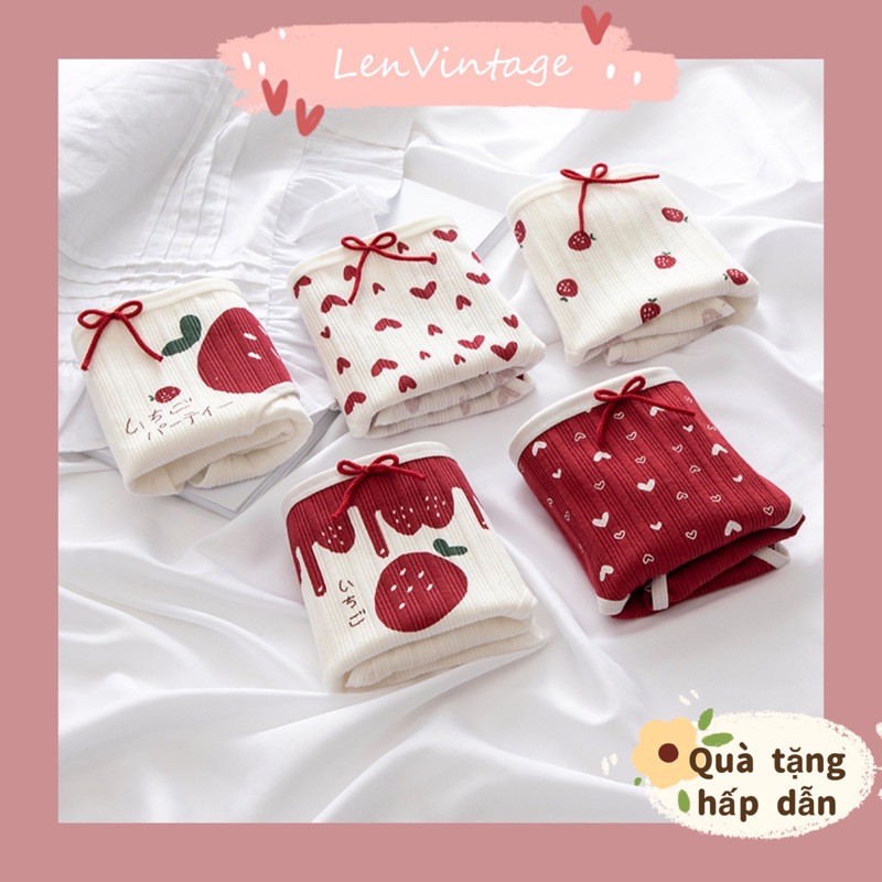 Quần lót nữ cotton kháng khuẩn xuất Nhật dễ thương phong cách Hàn Quốc đồ chip ulzzang Vintage nữ phụ kiện lenvintage