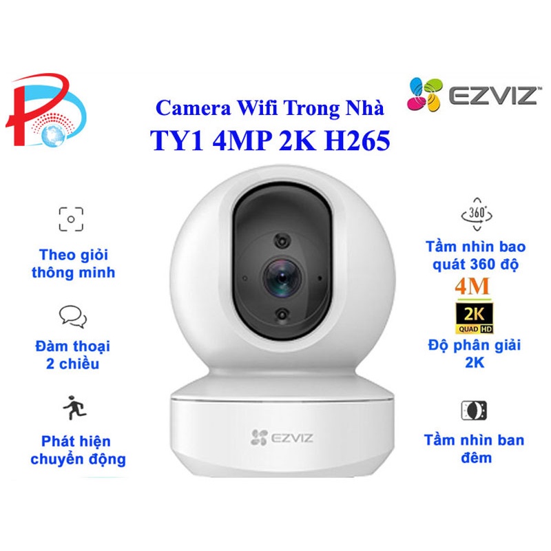 Camera Wifi Trong Nhà EZVIZ TY1 4MP 2K Quay Quét 355 độ - Đàm Thoại 2 Chiều - Hàng Chính Hãng