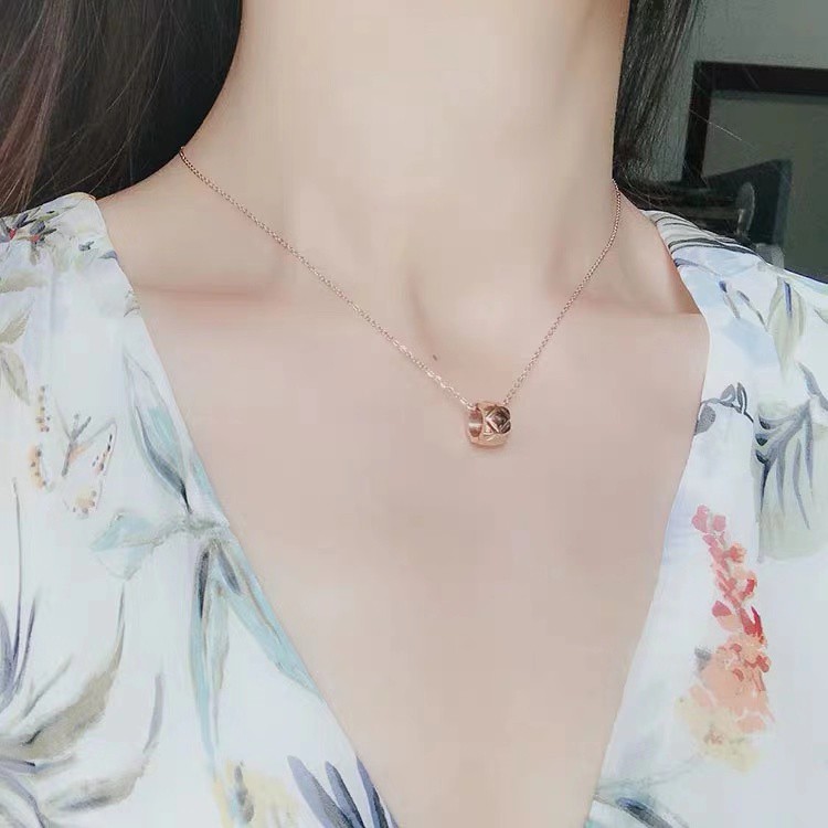 Dây Chuyền Thép Titan Mạ Vàng Hồng 18K Cao Cấp Phong Cách Retro Âu Mỹ