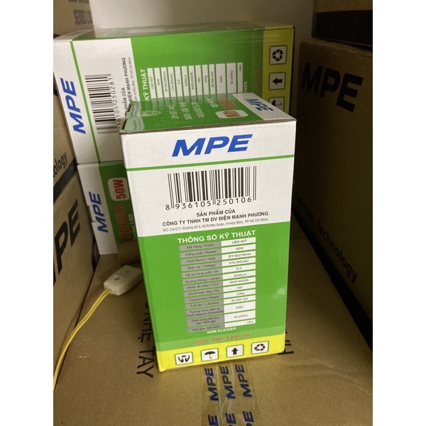 Đèn led trụ 40w MPE trắng - vàng