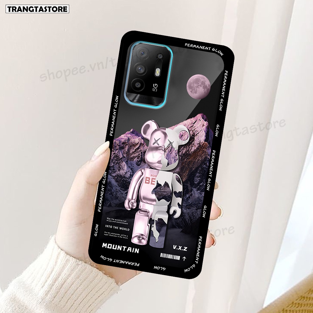 Ốp Oppo A54 / A74 / A95 4G in hình gấu Bearbrick,Mountain,xanh,đen,đỏ giá rẻ