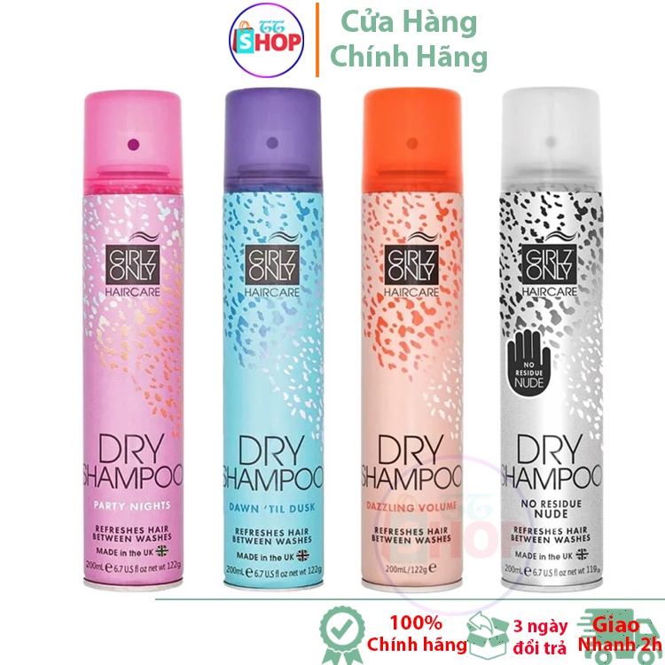 Dầu Gội Khô 5 loại Girlz Only dry shampoo 200ml