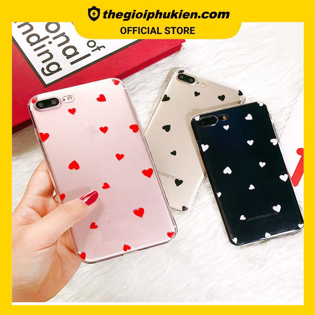 Ốp lưng iphone silicon dẻo trong suốt trái tim nhỏ dành cho IPhone 6 đến 13promax - t47
