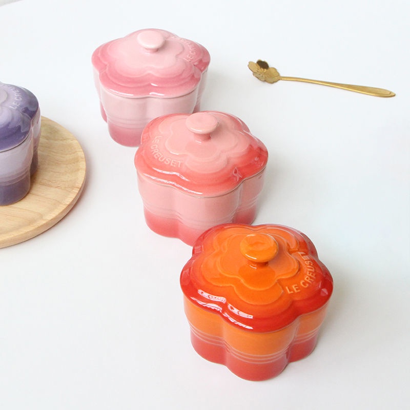 Cốc hoa Le creuset dùng nướng bánh cupcake, caramen, decor trang trí món ăn đựng nước sốt nước chấm gia vị quán cafe
