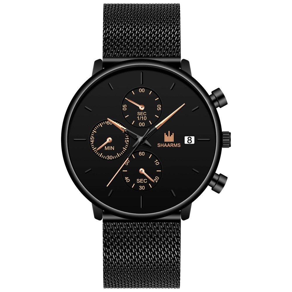 Đồng Hồ Nam SHAARMS SA6123 Đăng cấp doanh nhân lịch ngày sang trọng dây thép mành thời trang