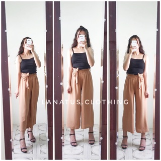 Quần culottes dáng dài thắt nơ