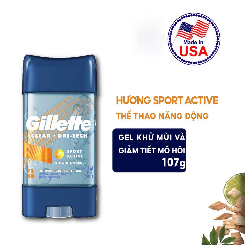 Lăn khử mùi nam Gel Gillette Cool Wave, Sport Ative, Arctic Ice 107g - Nhập Khẩu Mỹ