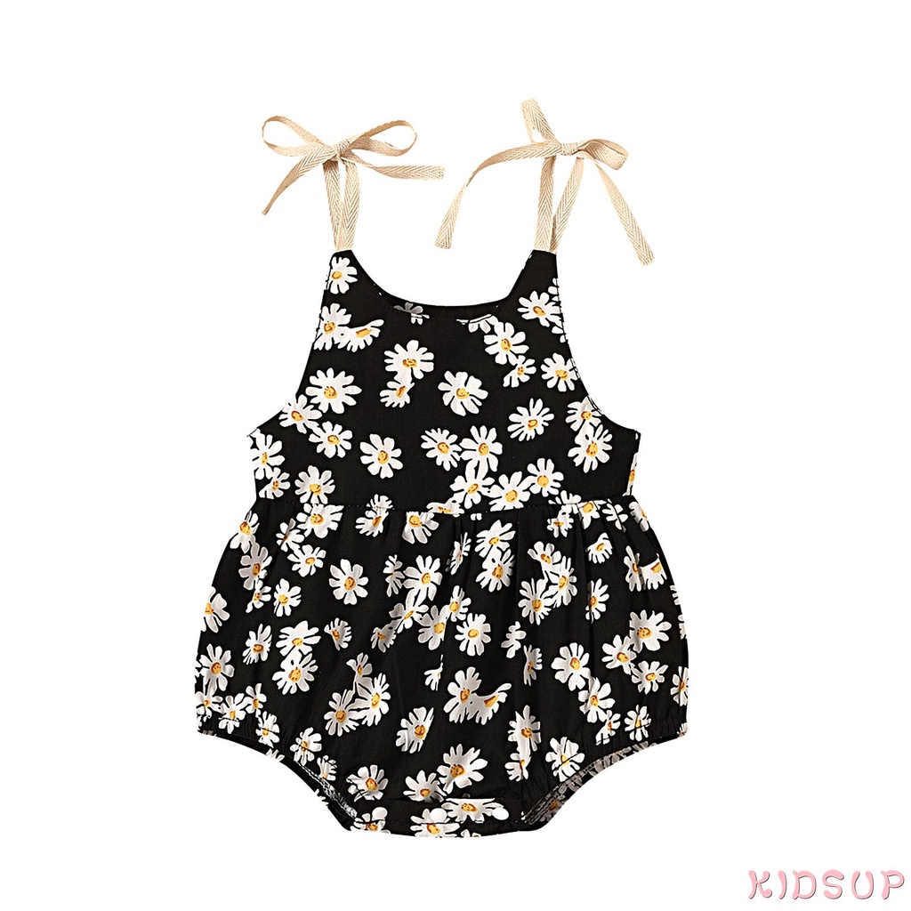 Bodysuit Hai Dây Họa Tiết Hoa Cúc Dễ Thương Cho Bé Gái