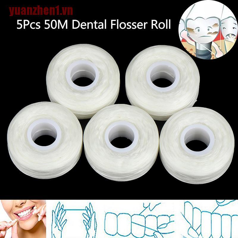 Cuộn Chỉ Nha Khoa 5 Cuộn 50m Vệ Sinh Răng Miệng