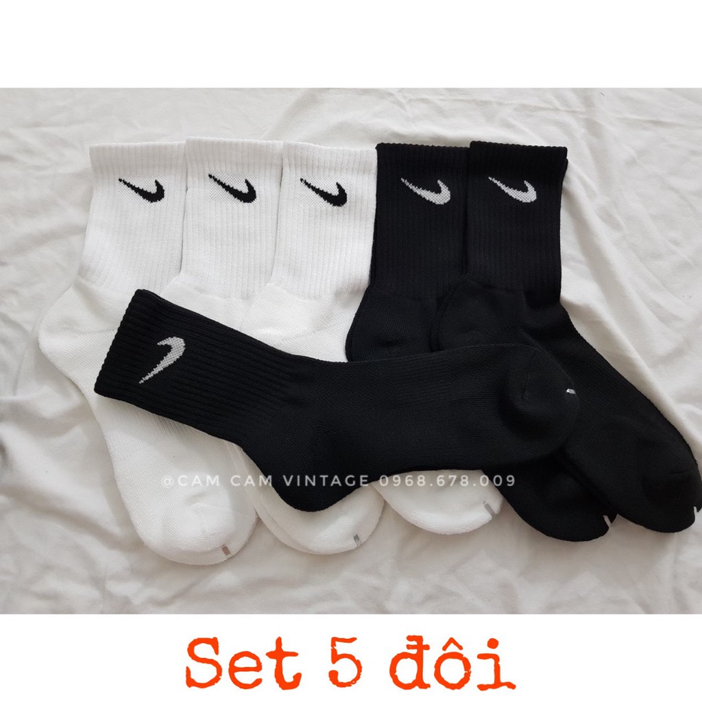 Tất vớ Đen - Trắng CAO CỔ NAI dệt kim Đen - Trắng CAO CỔ thể thao đá bóng Nam Nữ - NI.K.E cao cổ hàng xuất xịn đẹp