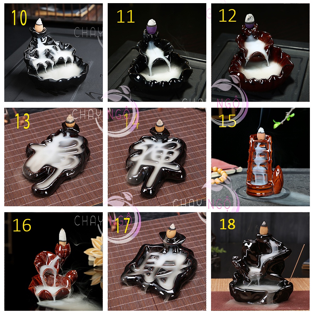 [nhiều mẫu] Thác Khói Trầm Hương Đốt Trầm Cao Cấp Mini Tặng Trầm Khói Ngược