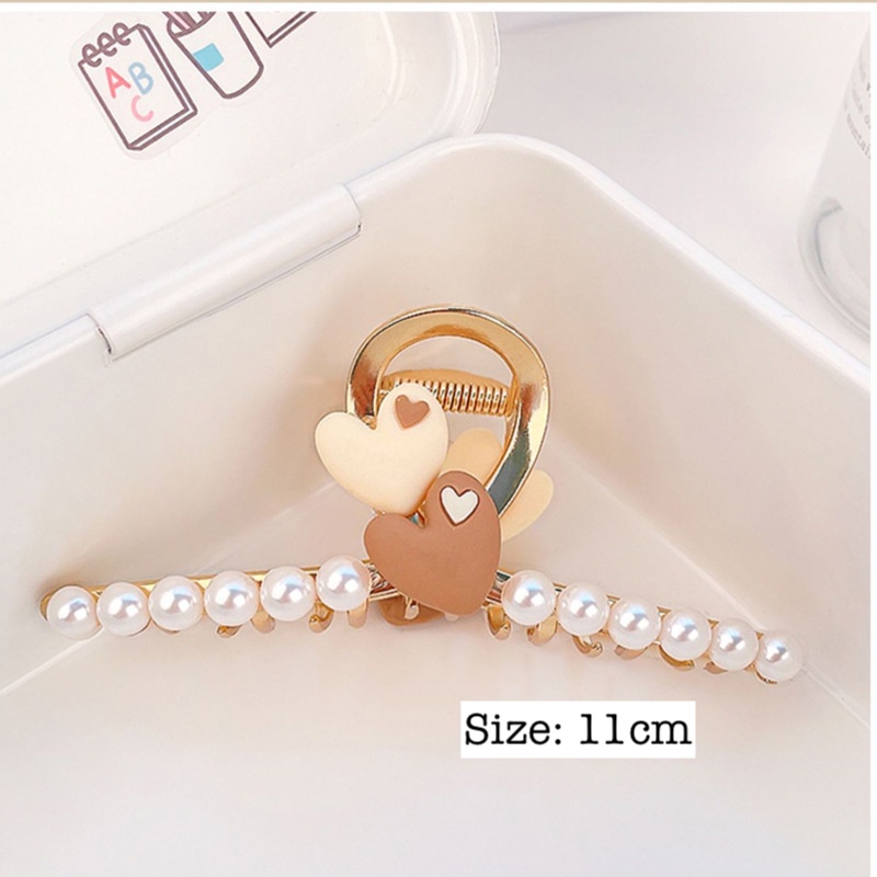 Kẹp tóc Hàn Quốc đính đá ngọc Cặp tóc càng cua kim loại siêu nhẹ gấu tim hoa thời trang cho nữ xinh sang chảnh Aikimo KG