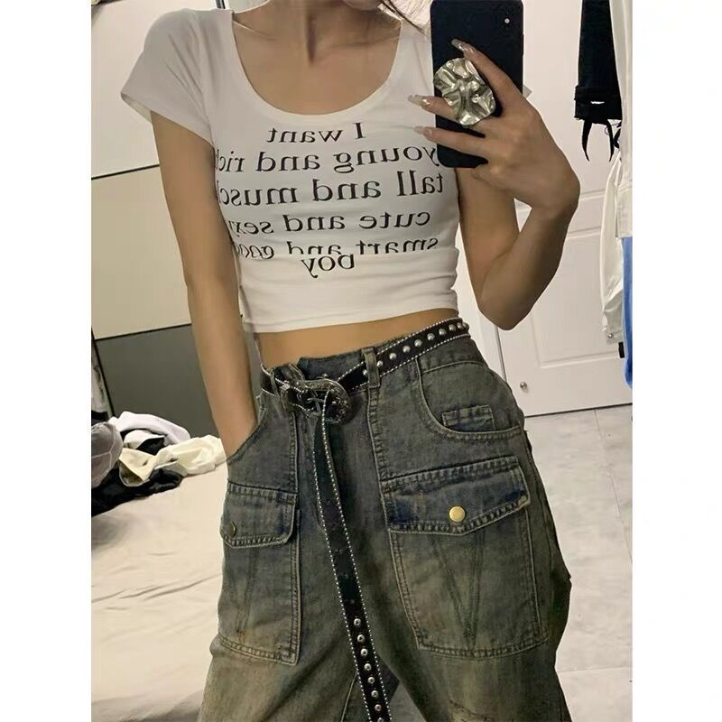 ✁Áo Thun Ngắn Tay Cổ Chữ U Ôm Dáng Phong Cách Mới Mùa Hè Cho Nữ