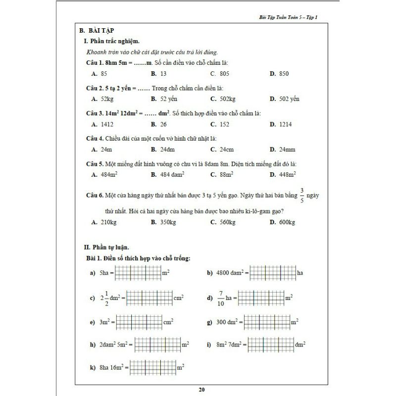 Sách - Combo Đề Kiểm Tra Và Bài Tập Tuần Toán Và Tiếng Việt Lớp 5 - Học Kì 1