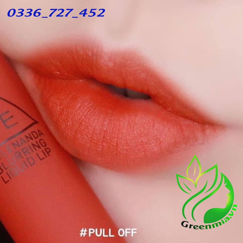 Son Kem Lì 3CE Blurring Liquid Lip Pull Off Màu Cam Bí Ngô Tươi Trẻ