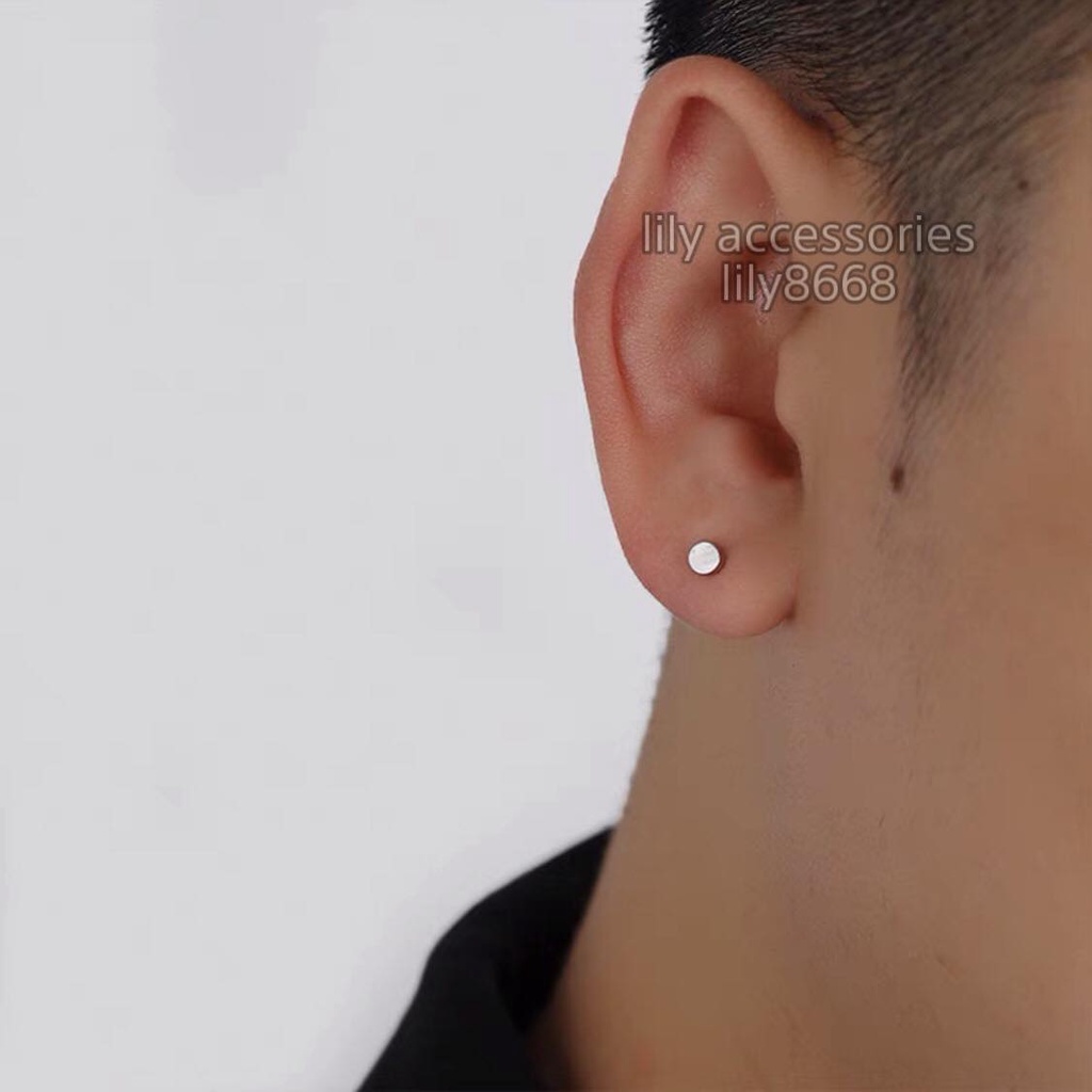 Khuyên tai tròn dẹt Unisex cho nam nữ