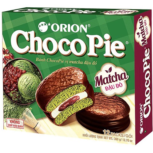 오리온 초코파이 Bánh Chocopie matcha Đậu Đỏ ORION 360g (hộp 12 goi)
