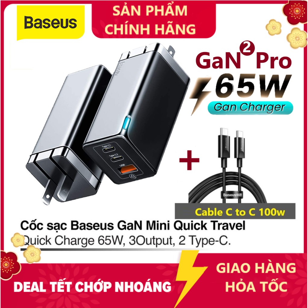 Bộ sạc nhanh thế hệ mới Baseus GaN2 Pro 65W Mini Travel Quick Charger  GaN 65W / GaN 65W Lite  /45W  cho Smartphone