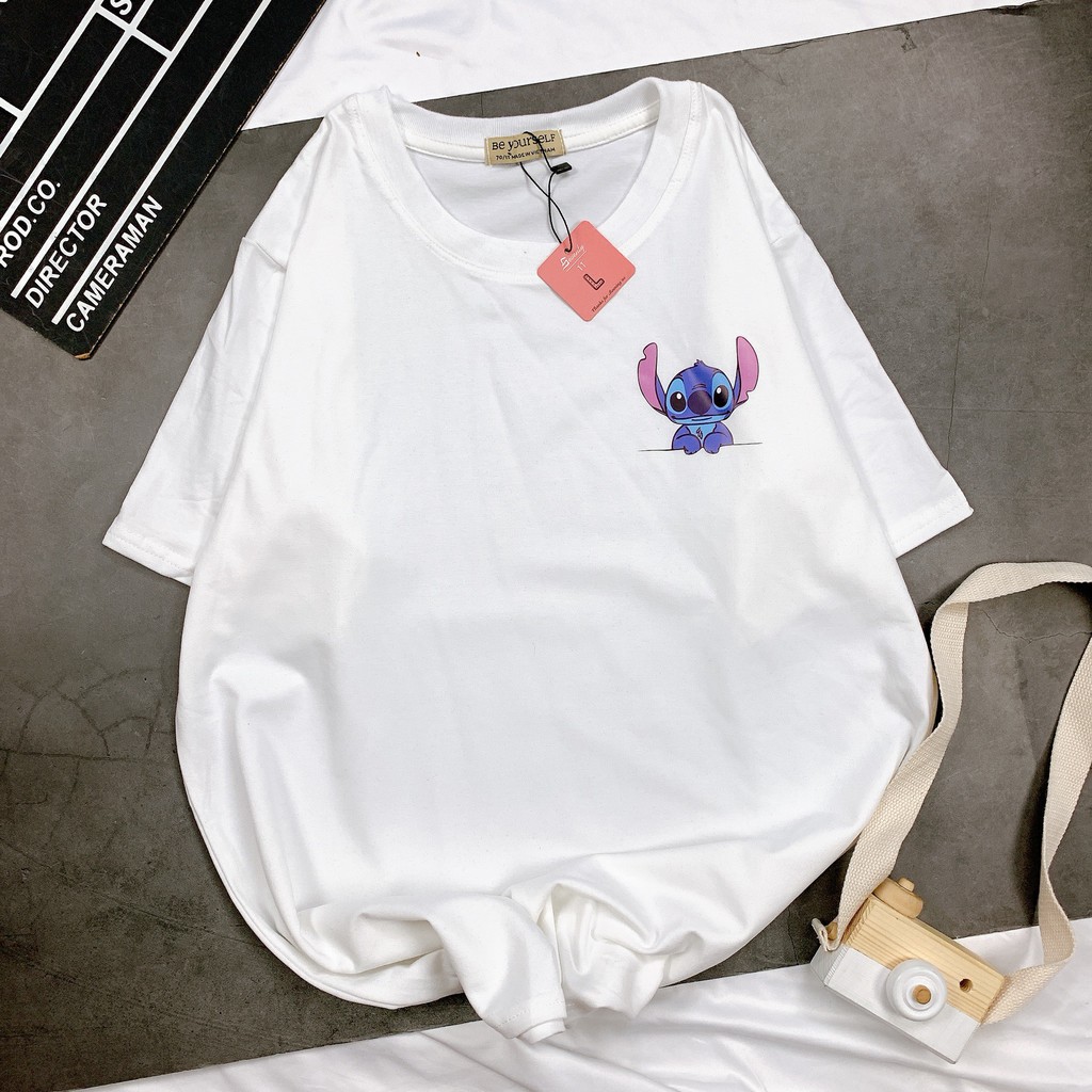 - Áo thun tay ngắn Be Yourself unisex size M L - STITCH NHỎ NGAY GÓC