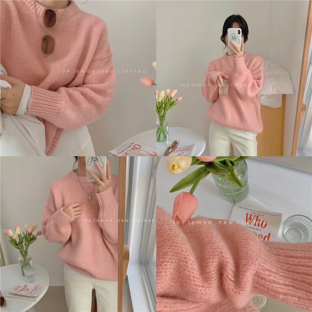 Áo sweater dệt kim cổ tròn dáng rộng phong cách thời trang hàn quốc có 5 màu | BigBuy360 - bigbuy360.vn