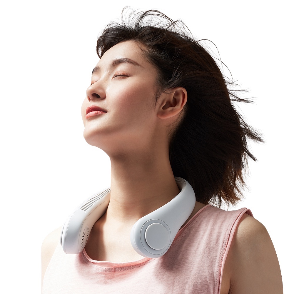 Quạt đeo cổ mini không cánh, 3 cấp độ gió, sạc pin dung lượng 4000mAh, gió đa chiều, bảo hành 12 tháng