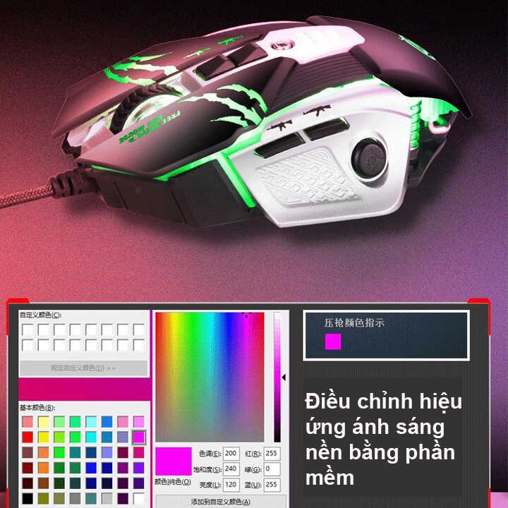 Chuột gaming cao cấp K-Snake G0 led đa màu - tích hợp switch tăng giảm độ nặng (đen) Nhất Tín Computer