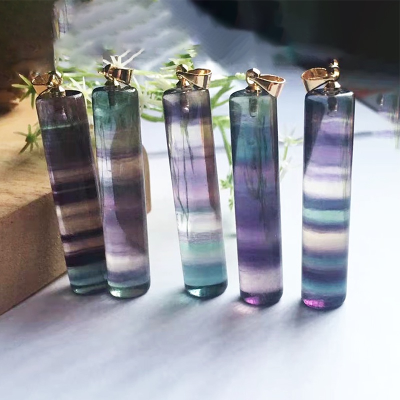 Vòng cổ Mặt Đá Fluorite Tự Nhiên Nhiều Màu Sắc Thời Trang