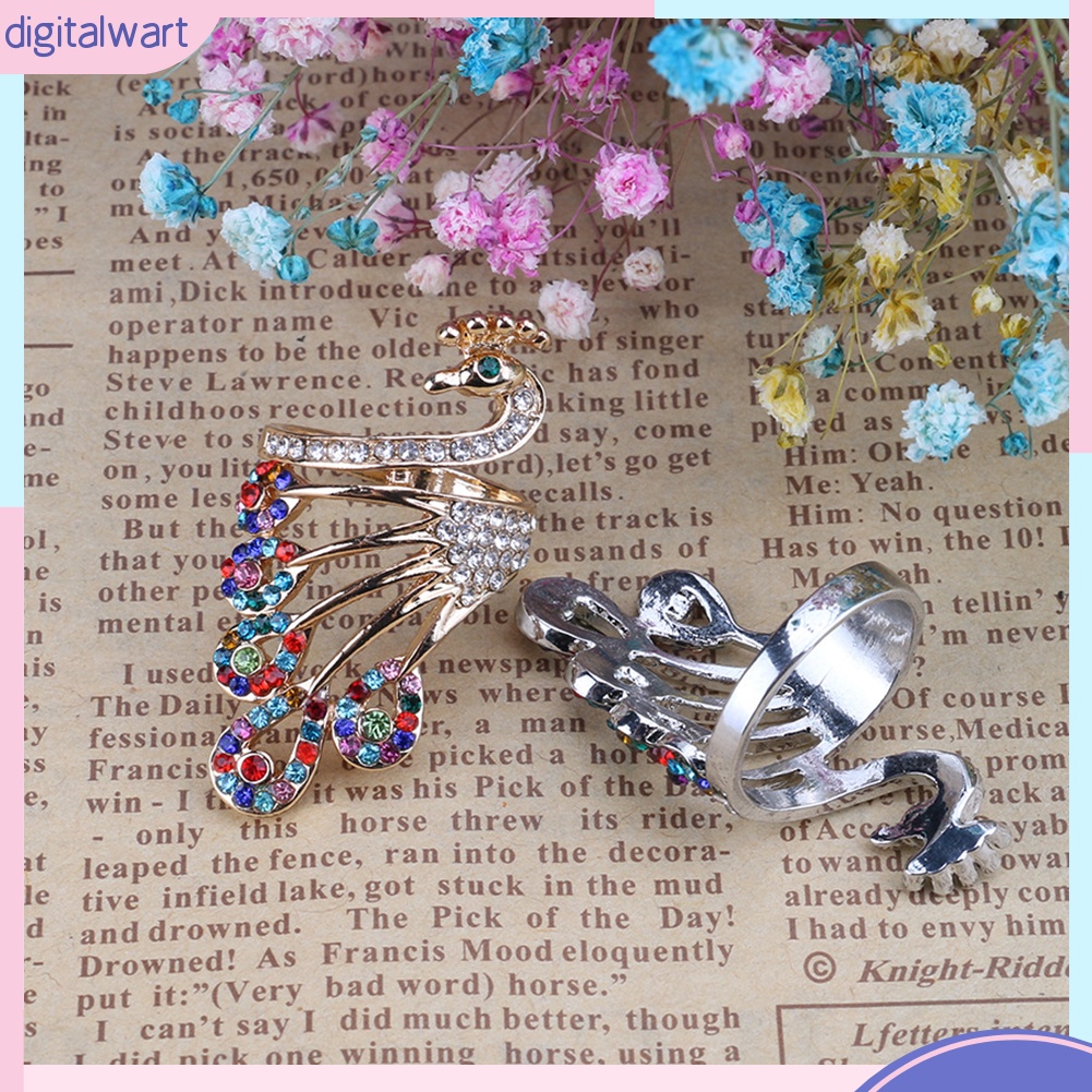 Nhẫn Hình Chim Công Đính Đá Phong Cách Cổ Điển Thanh Lịch Dành Cho Nữ