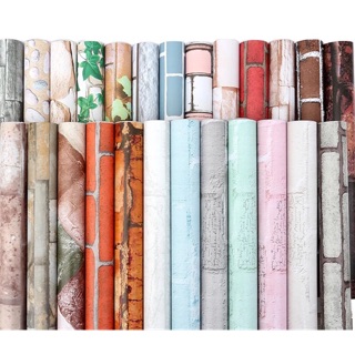 Giấy dán tường giả gạch decal các màu các loại 10m keo sẵn khổ 45cm