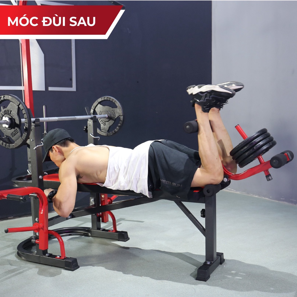 COMBO Giàn tập tạ đa năng tại nhà 8210 Plus Hata Sport tặng kèm 40kg tạ bánh gang, 1 đòn tạ 1m5 và 2 đòn tạ tay 35cm