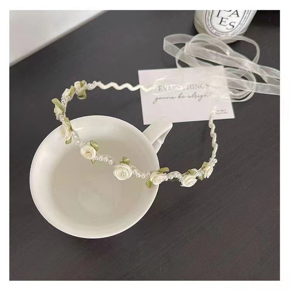 Băng Đô Vải Satin Đính Hoa Và Ngọc Trai Thời Trang Cho Nữ