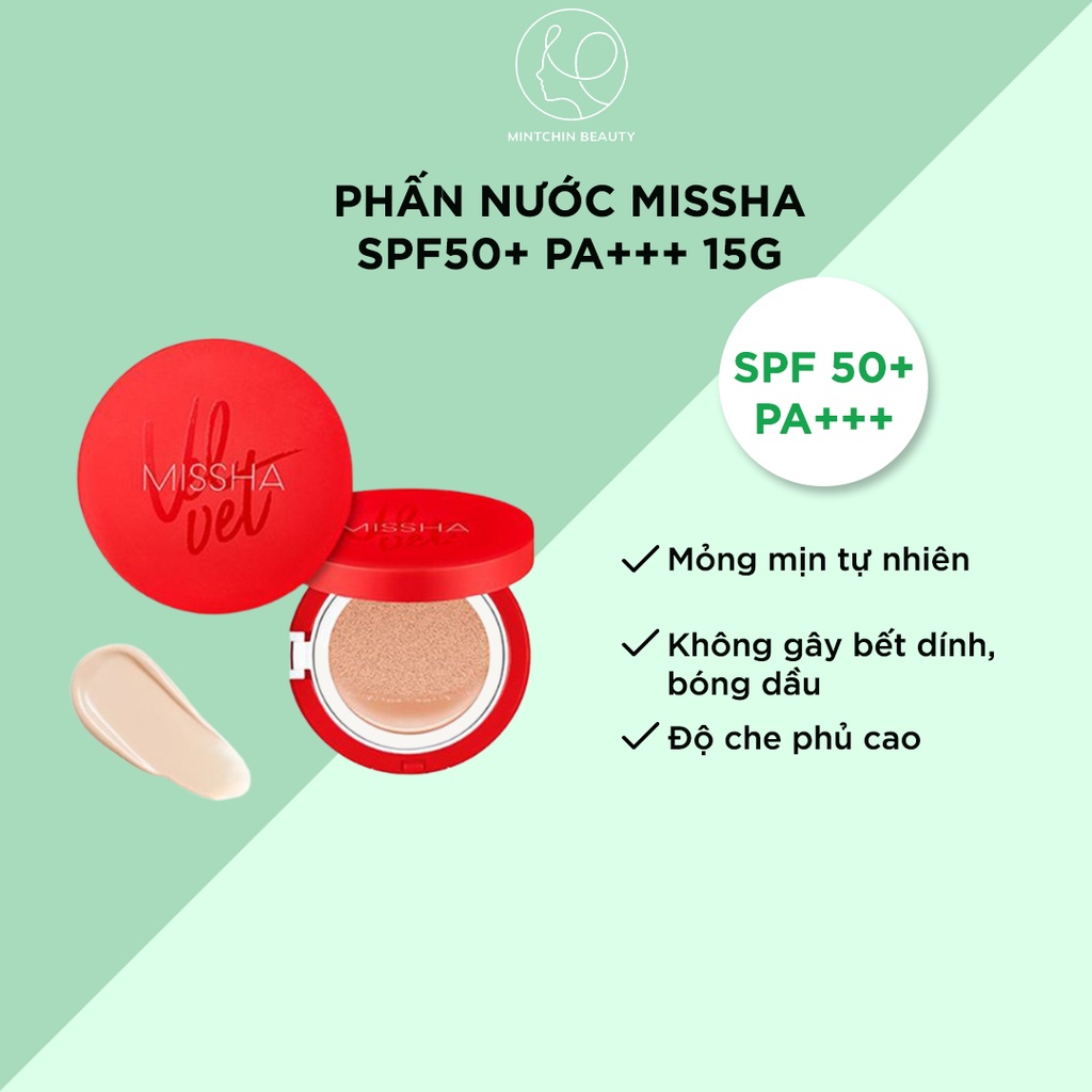 Phấn nước Missha Velvet Finish Cushion SPF50+ PA+++ 15g - MINTCHIN BEAUTY