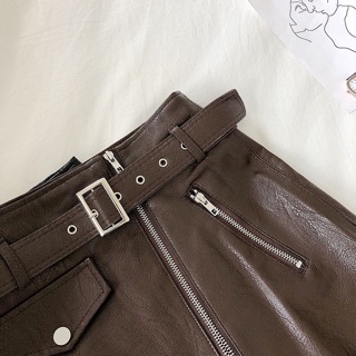 Chân Váy Da Ulzzang Hàng Đẹp (Kèm Belt)