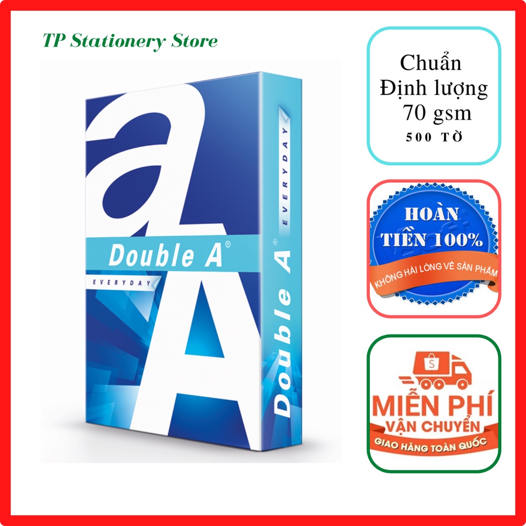 Giấy a4 Double A 70gsm, khổ giấy in a4 - a5 nhập khẩu chính hãng chất lượng dày trắng { văn phòng phẩm } TP Stationery