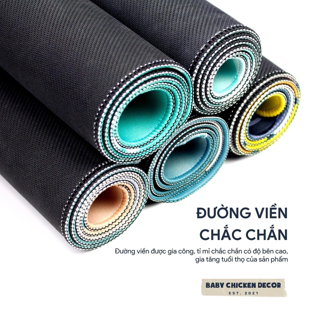 Lót chuột cỡ lớn 80x30cm bo viền chắc chắn dày 3mm trẻ trung chuyên trang trí bàn làm việc, bàn học BABY CHICKEN DECOR