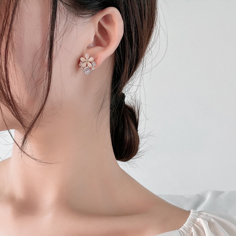 Khuyên Tai Hình Hoa Đính Đá Opal Phong Cách Thời Trang 2022 Dành Cho Nữ