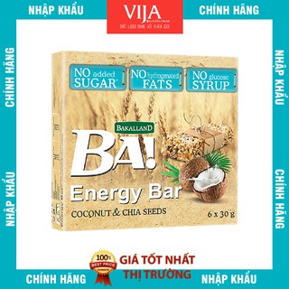 [Hộp 180g] Ngũ Cốc Thanh Bakalland - Dừa & Hạt Chia