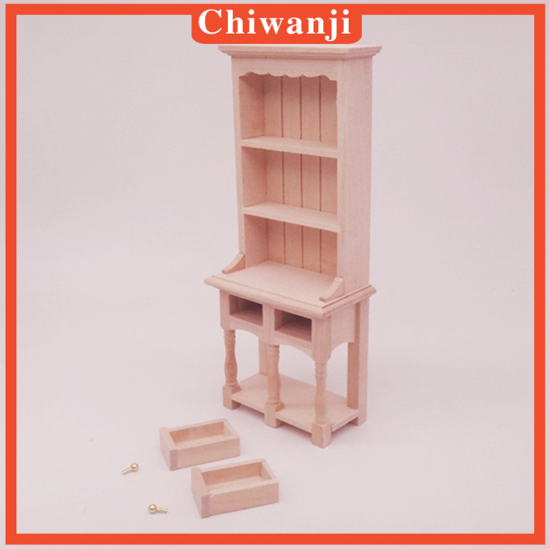 [CHIWANJI]Wood Doll House Miniature Storage Shelf Doll Tiny Living Room DIY Decoration