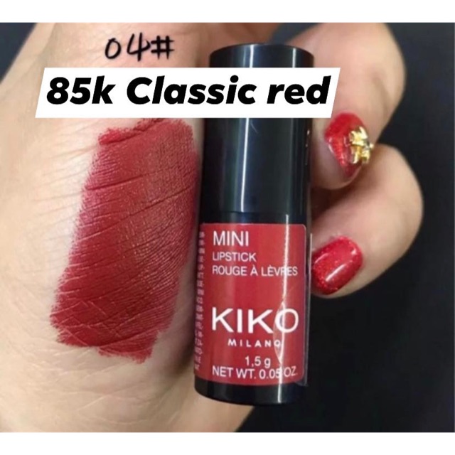 (Mini size) son ý Italy KIKO COSMETICS MILANO cỡ mini nhỏ 1.5g màu đỏ Classic red truyền thống