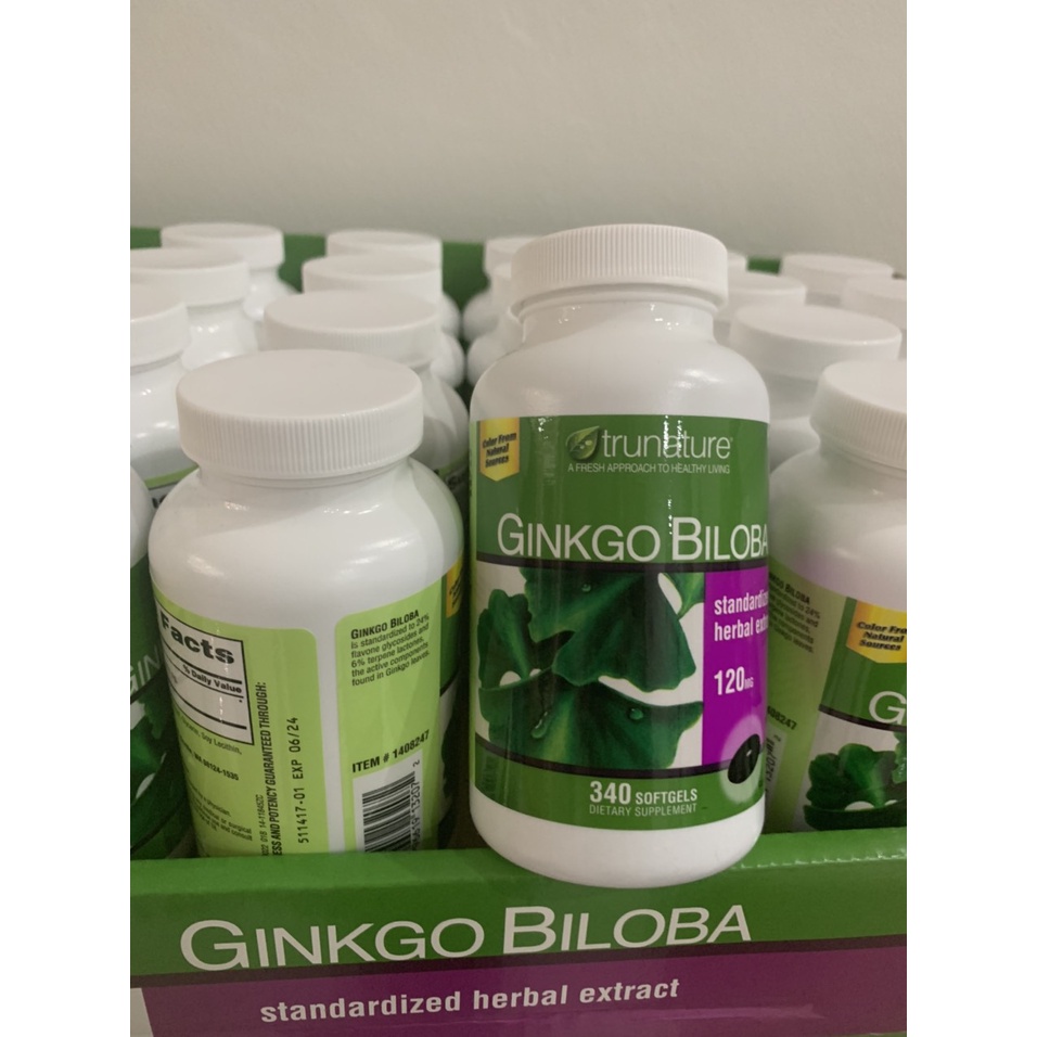 [Chính hãng] Viên Uống Bổ Não Trunature Ginkgo Biloba 120mg 340 viên (Mẫu Mới )- USA Chính Hãng -