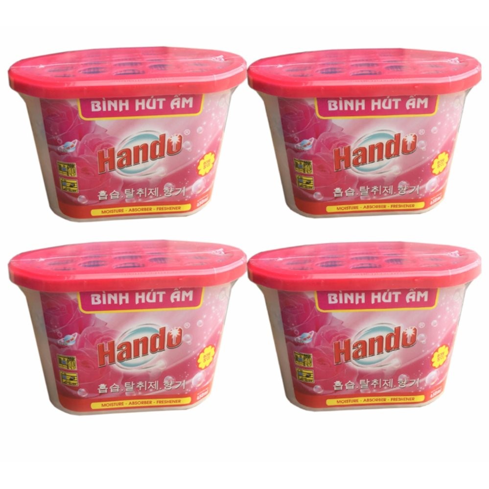 Bộ 4 bình hút ẩm Hando Hồng 450ml TI601