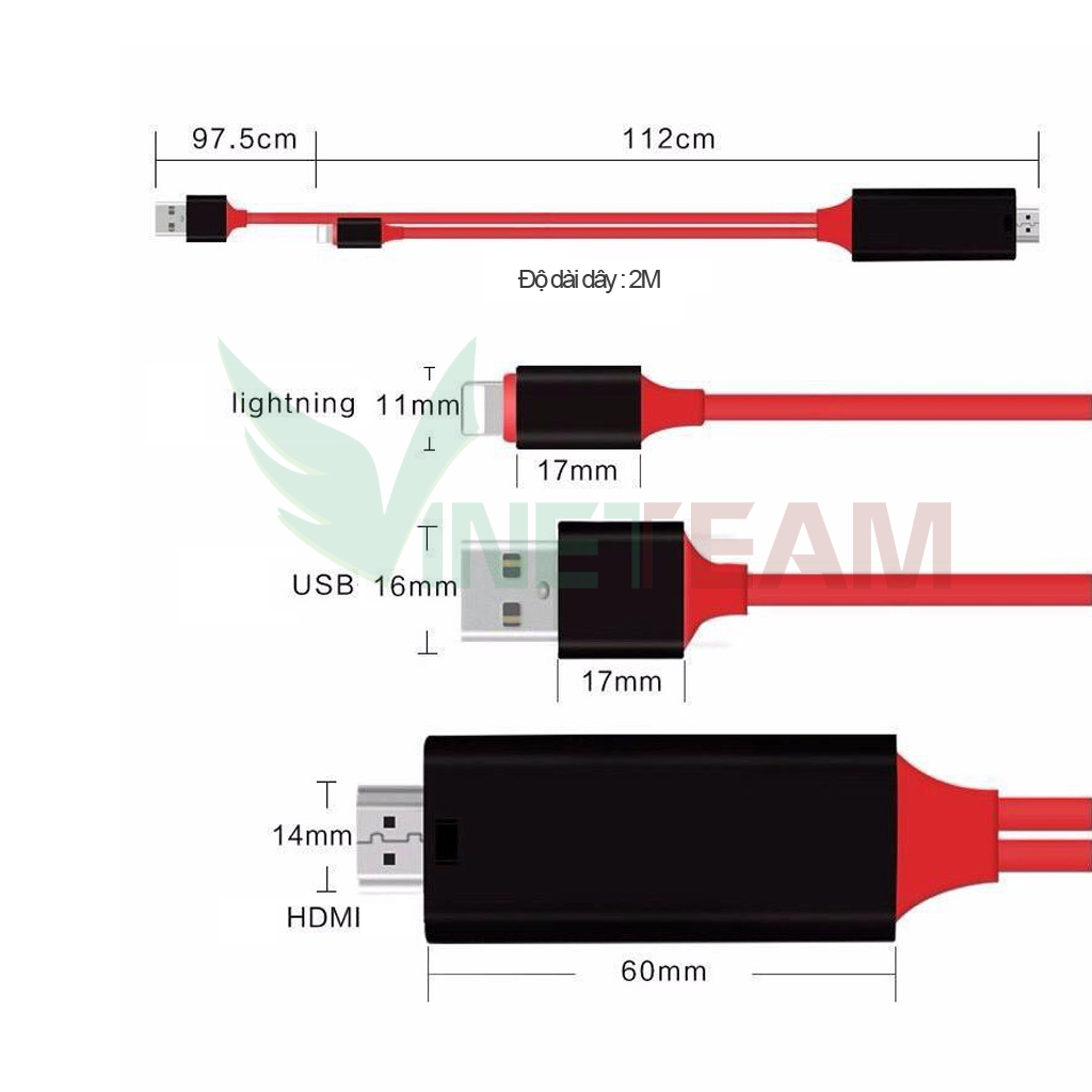 Cáp chuyển tín hiệu Lightning To HDMI - Siêu xịn - Kết nối sang tivi, TV, máy chiếu HDTV Cable Plug and Play -dc4437