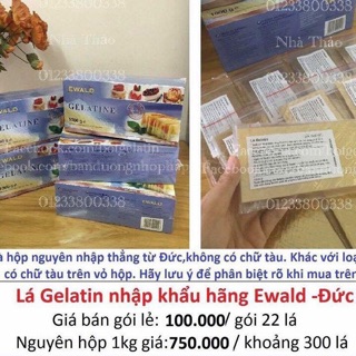 Gói 22 lá Gelatin Đức